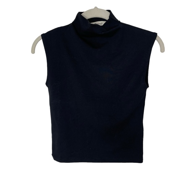 NEW WITH TAGS Madewell Black Funnel Neck Sleeveless Cropped Top Size Small - Picture 2 of 6